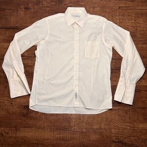 Vintage Christian Dior White Dress Shirt Mens 16 35 French Cuff Cotton Designer